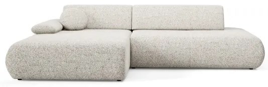 PRATO L-alakú, balos, kinyitható sarokkanapé tárolóval, bézs