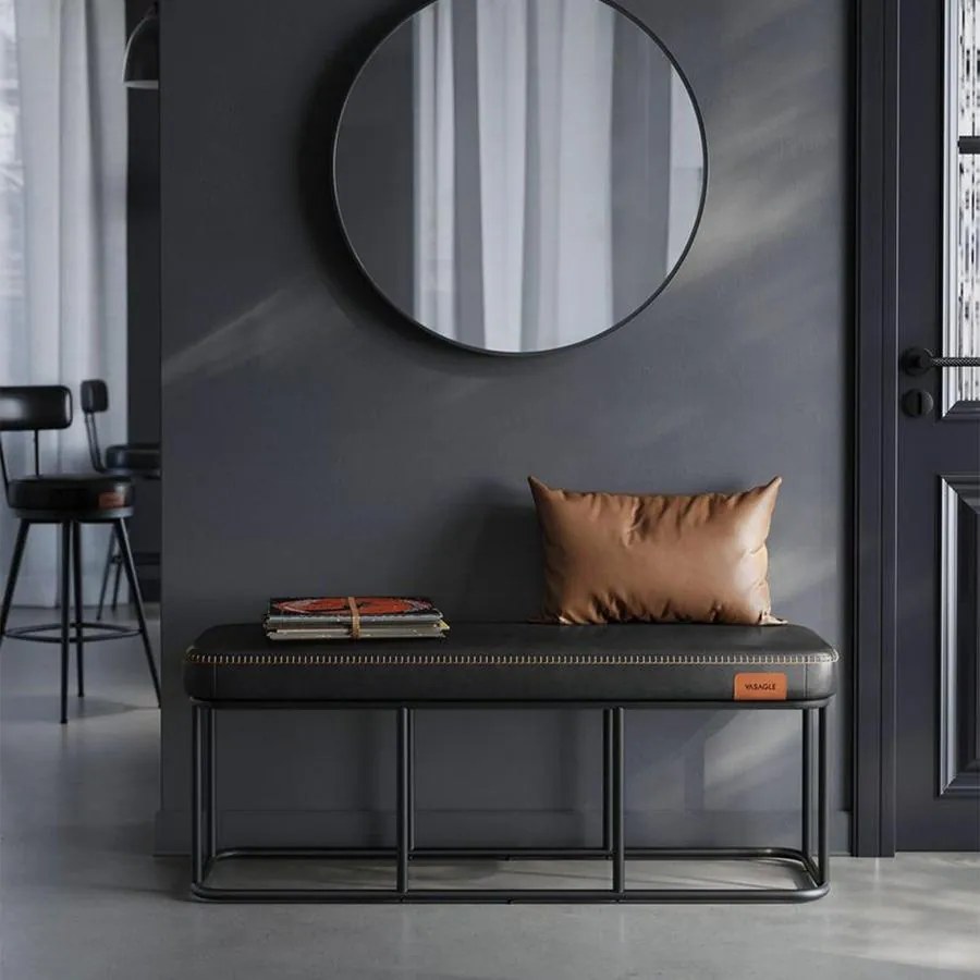 EKHO ülőpad, műbőr kárpitozott pad 40 x 120 x 45 cm, fekete