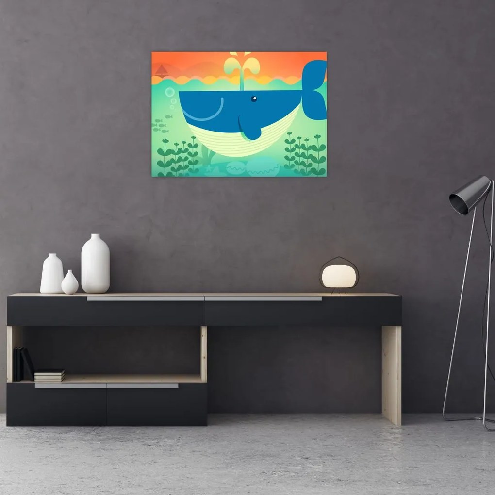 Kép - boldog bálna (üvegen) (70x50 cm)