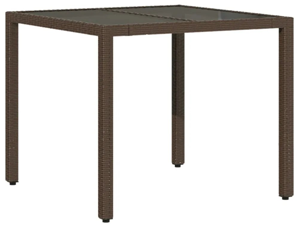 5 részes barna polyrattan/üveg kerti étkezőgarnitúra párnákkal