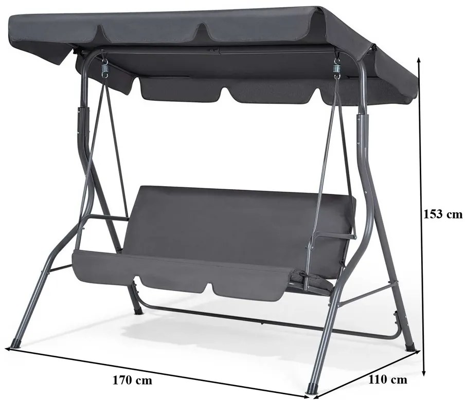 Zorita II Kerti hintaágy szürke 170 cm N