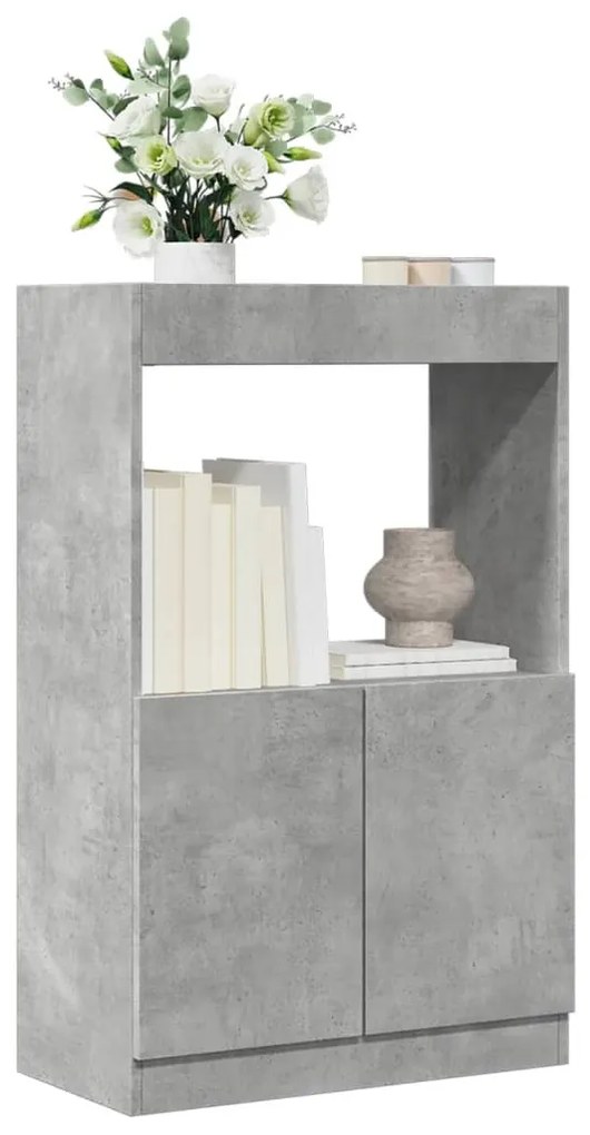 betonszürke szerelt fa magasszekrény 63 x 33 x 100 cm