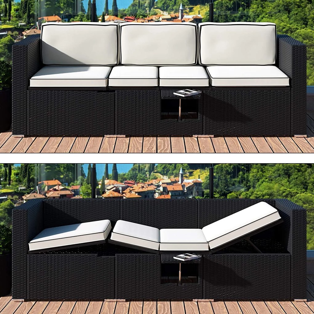 Casaria® Kerti pad - műrattan, 230 cm - pozíció állítható