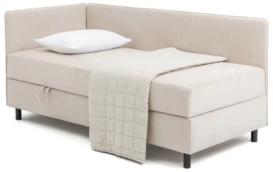Bézs kárpitozott ágyneműtartós egyszemélyes ágy matraccal 120x200 cm Avela – Bonami Selection