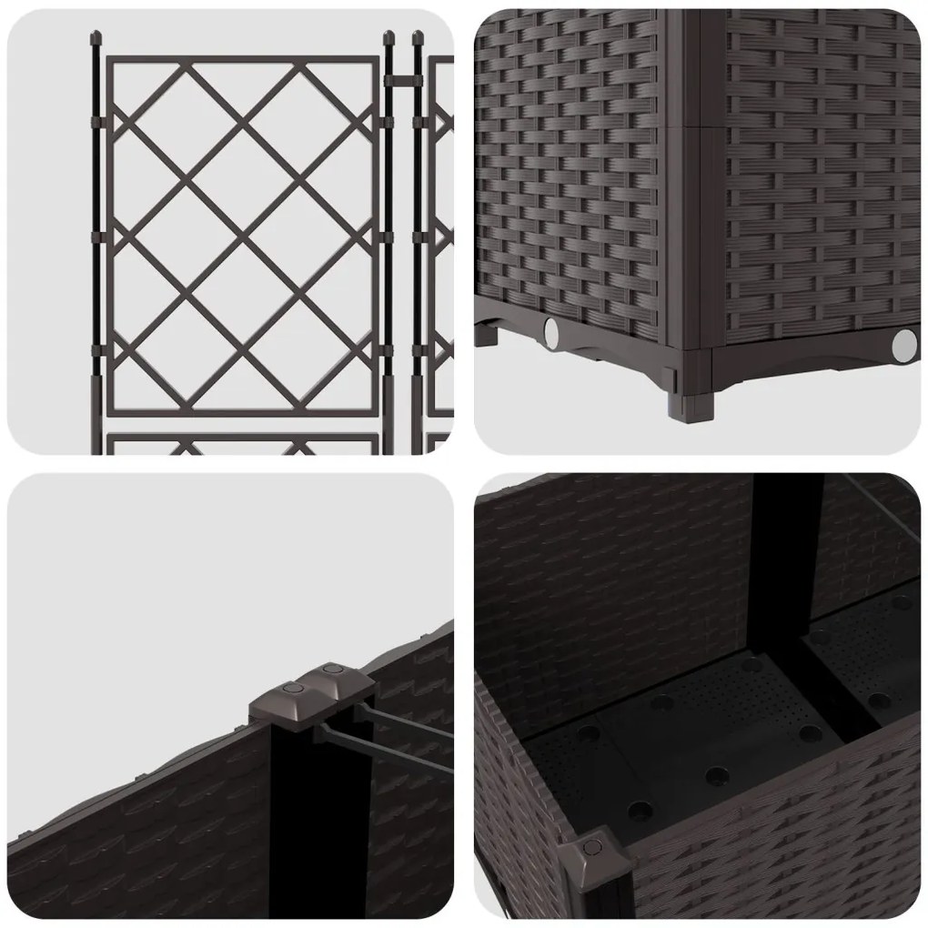 Cserép Támasszal 3 db Barna 80x80x143 cm