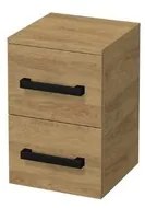 Alacsony fürdőszobai szekrény fekete fogantyúval SAT Cube Way 32,5x49,3x20 cm tölgy Hickory matrac CUBE3CN32DH