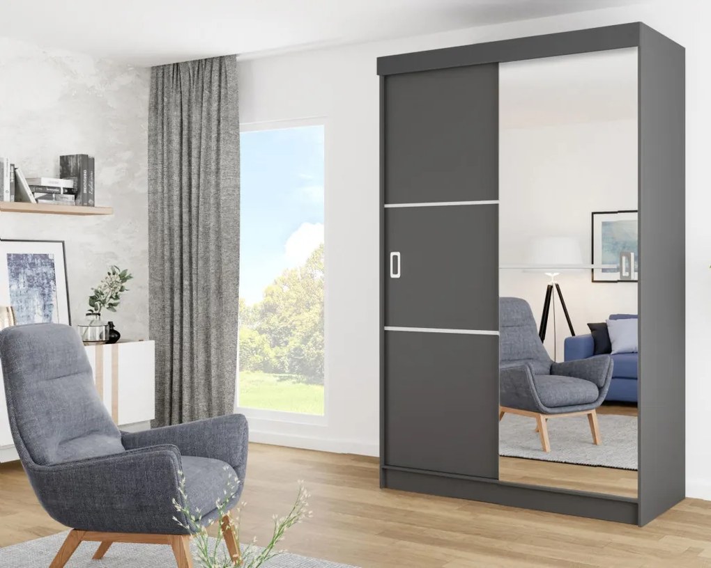 Bill 2 138 Tolóajtós Szekrény 138cm, Grafit