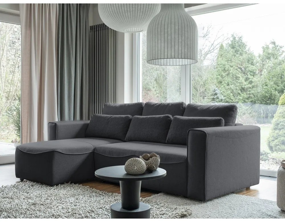 Sötétszürke kinyitható sarokkanapé (variálható) Homely Tommy – Miuform