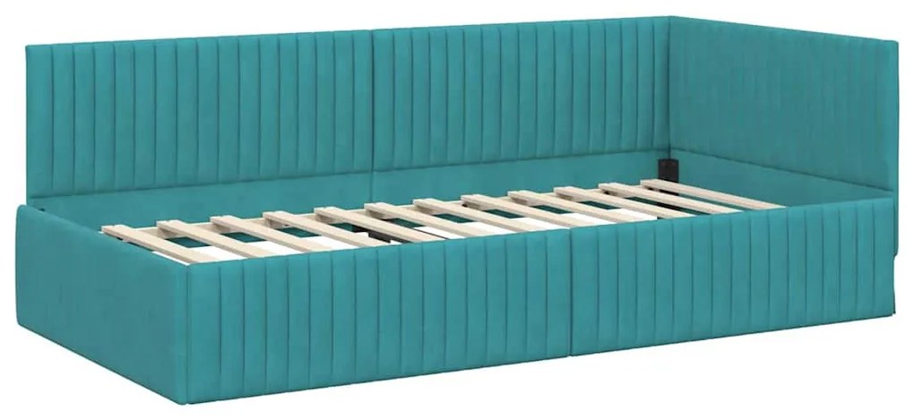 Sarokágy keret fejtámlával Türkiz 100 x 200 cm Bársony