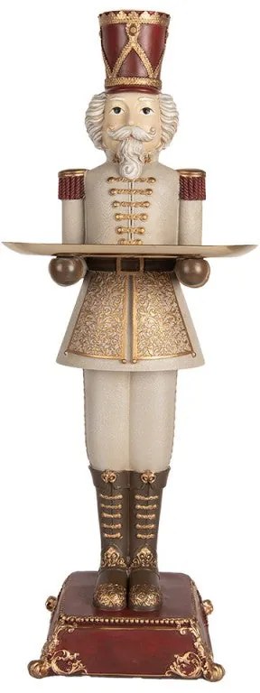 Nagy diótörő figura szürke arany tálcával 61 cm