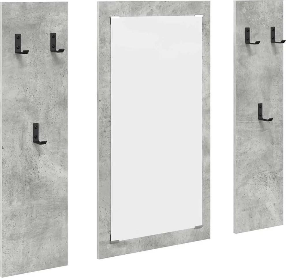 vidaXL Fali Kabáthorog tárolóval Beton Szürke 96 x 1,5 x 90 cm Faanyag