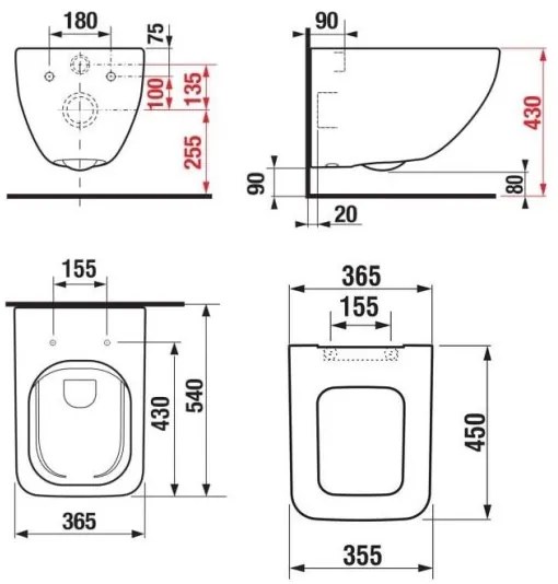 JIKA H8669540000001 - Falra szerelhető WC PURE + SoftClose WC-ülőke PURE