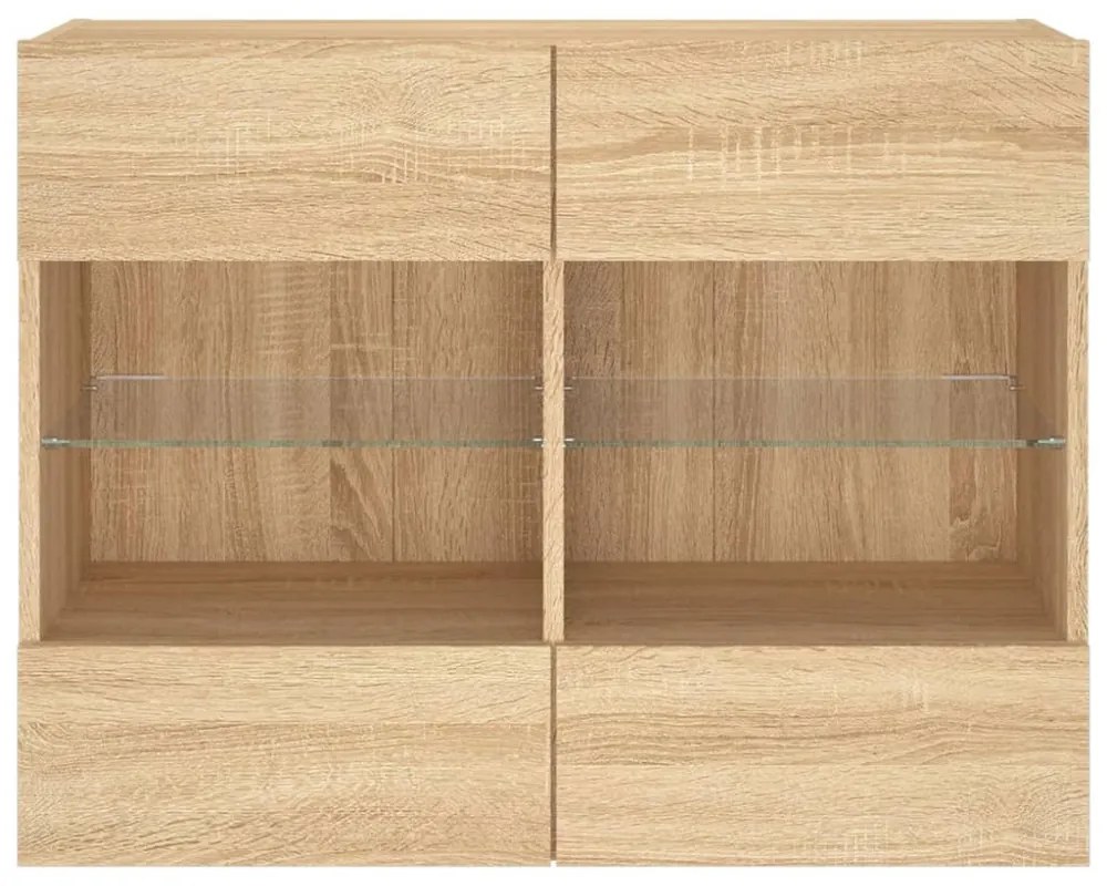 sonoma tölgy színű fali TV-szekrény LED-del 78,5 x 30 x 60,5 cm