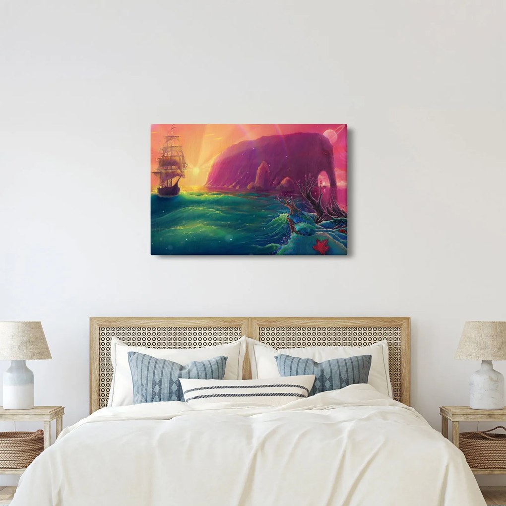 Kép - Olajfestmény, Vitorlázás egy fantasztikus birodalomba (90x60 cm)