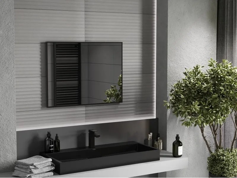 Mexen Loft téglalap alakú fürdőszobai tükör 80 x 60 cm, fekete keret - 9852-080-060-000-70