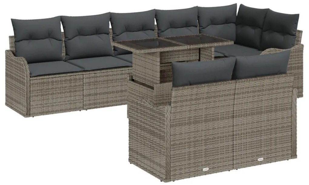 Hálószoba szett párnával 9 pcs Szürke Poli rattan