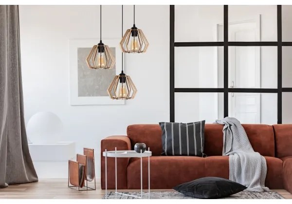 Csillár zsinóron BERGO 3xE27/60W/230V fekete