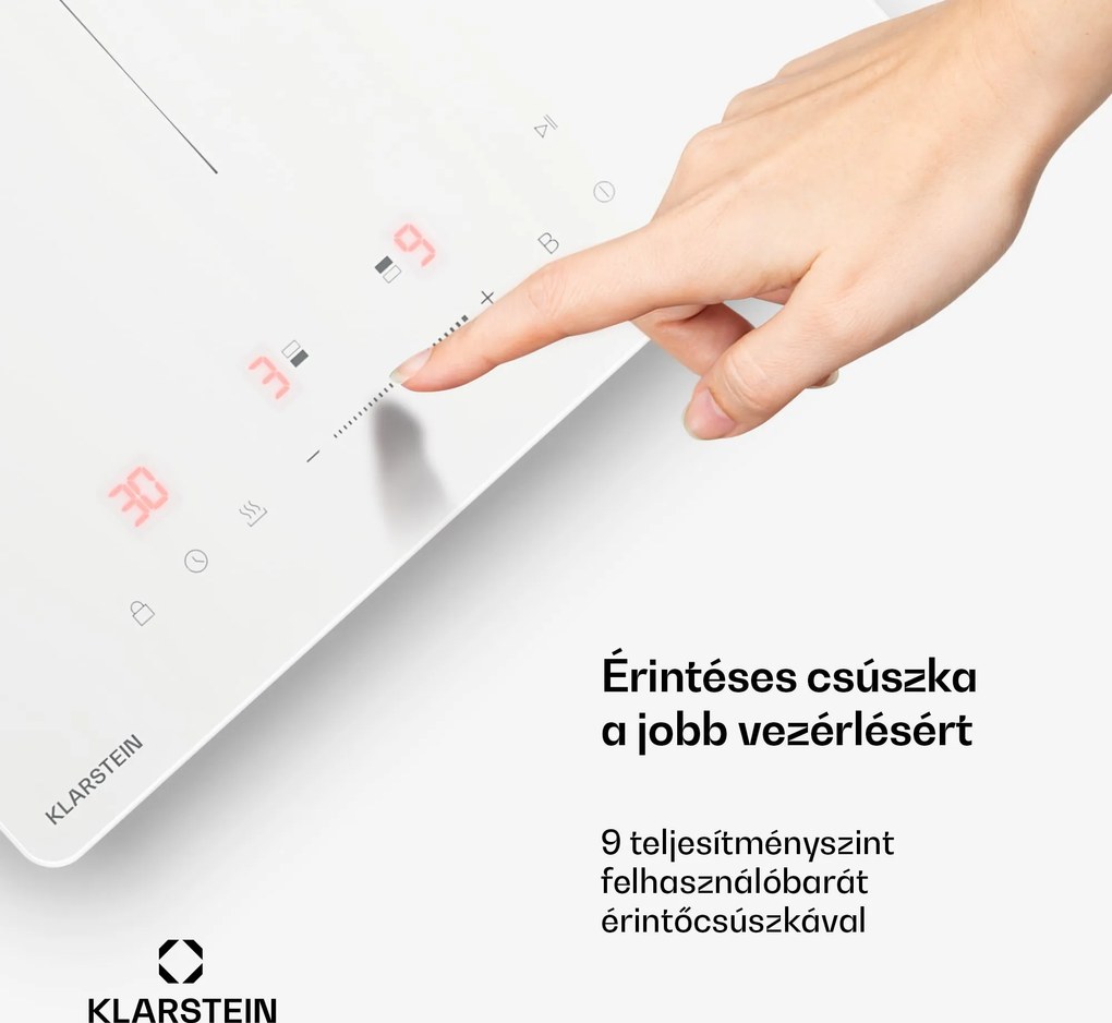 Klarstein PowerGlide indukciós főzőlap | Modern, kompakt és nagy teljesítményű | 2 főzőzóna | 3500 W | 30 cm
