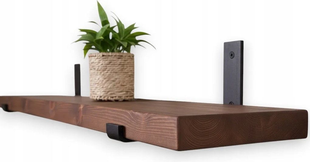 Loft falra akasztható polc tömör fa, virágos, nappaliba 30cm x10cm