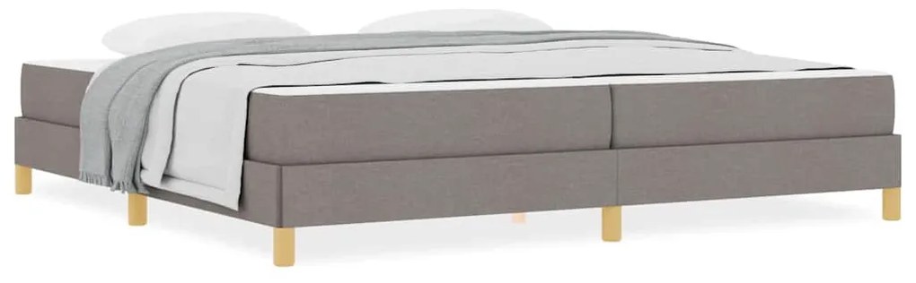 Boxrugós ágy Taupe és Barna 200 x 200 cm Textil és mérnöki fa