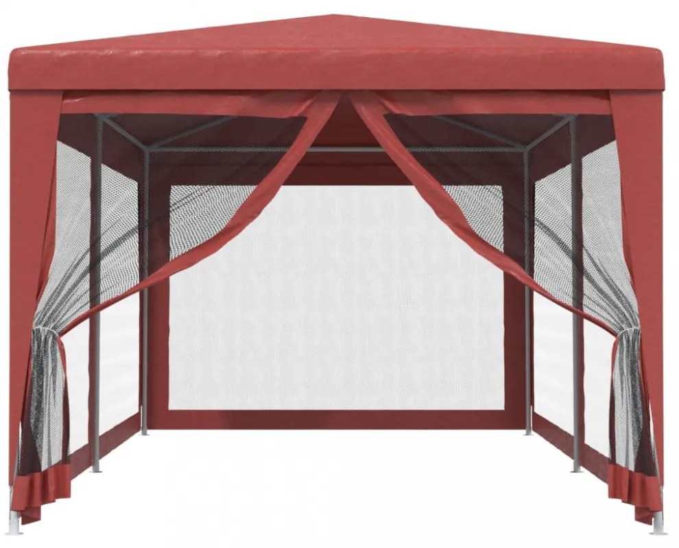 piros HDPE rendezvénysátor 6 hálós oldalfallal 3 x 6 m