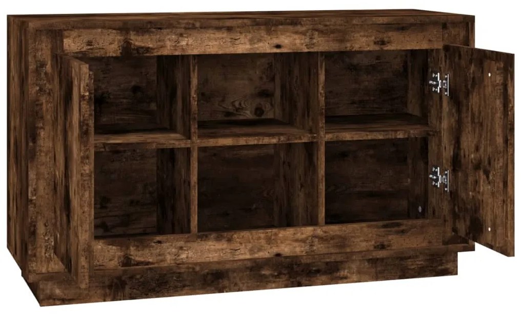 füstös tölgy színű szerelt fa tálalószekrény 102x35x60 cm