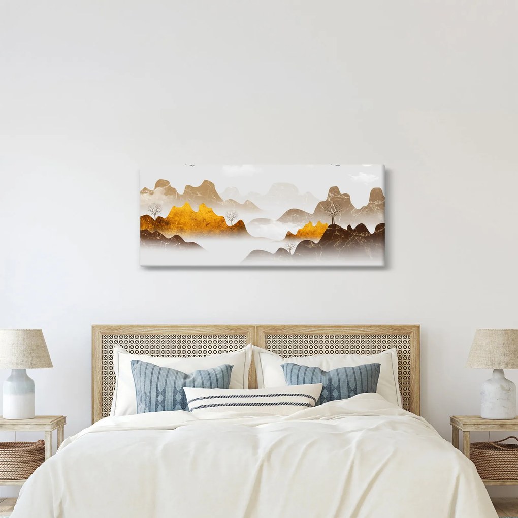 Kép - Hegyek a ködben (120x50 cm)