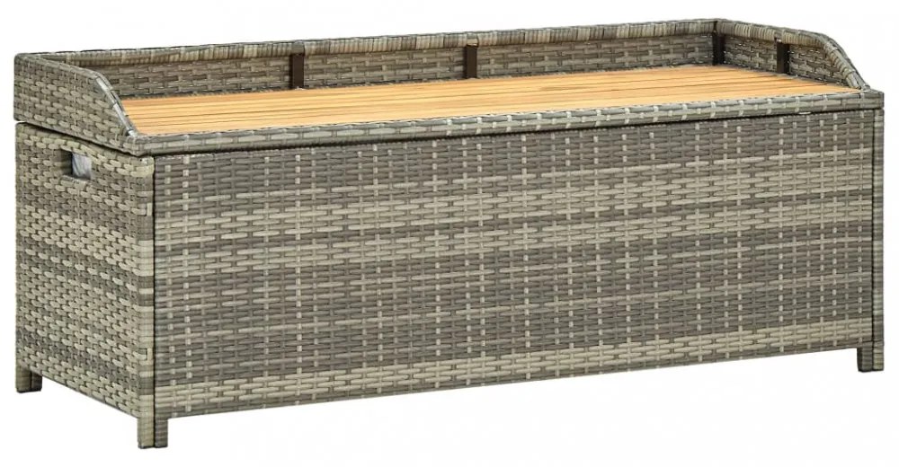 szürke polyrattan kerti tárolópad 120 cm