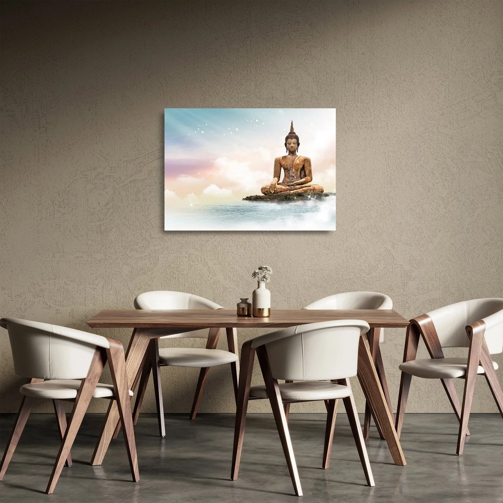 Kép - Buddha vigyáz a földre (üvegen) (70x50 cm)