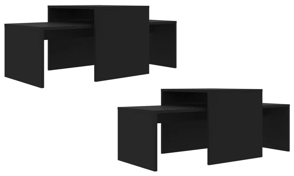 Fekete szerelt fa dohányzóasztal szett 100 x 48 x 40 cm