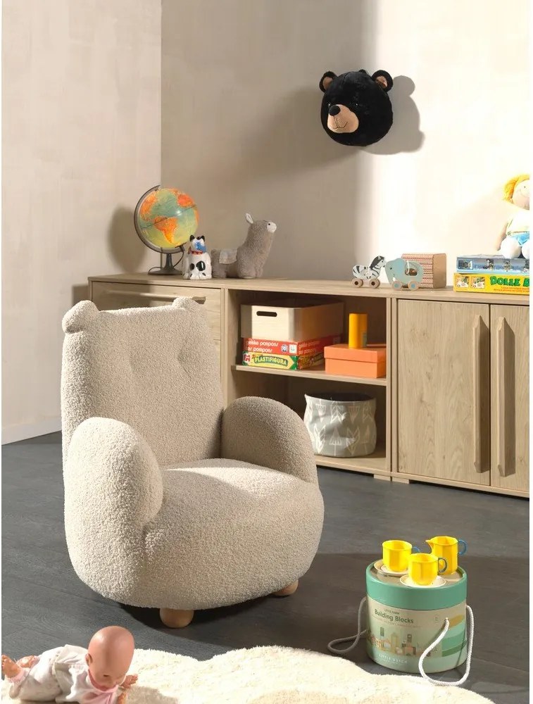 Bézs buklé gyerek fotel Rocky – Vipack