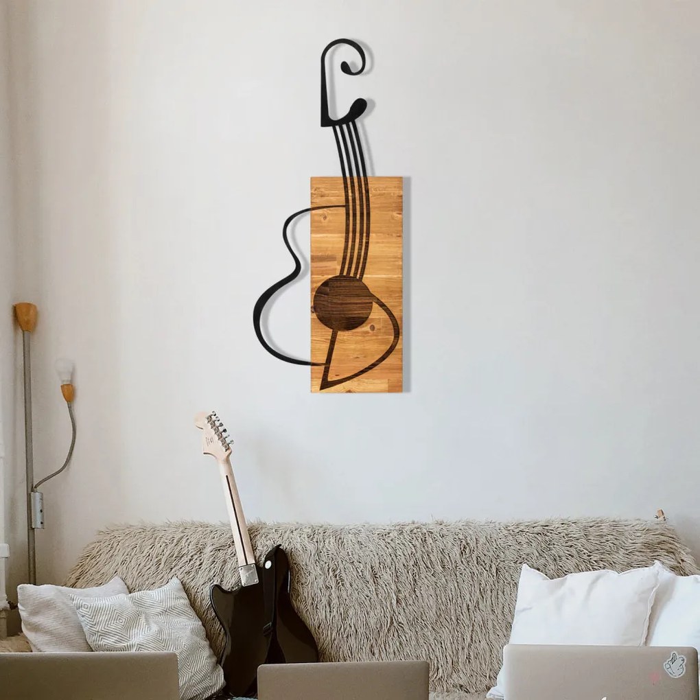 Gitar fém fali dekoráció, 39×93 cm
