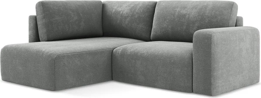 Szürke zsenília kinyitható-tárolóhelyes sarokkanapé (bal oldali-L alakú) Kona – Makamii