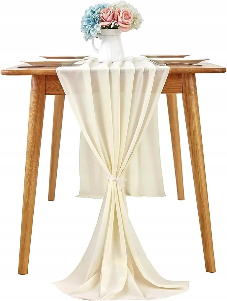 Asztalterítő 70x300 cm Bézs Sima Dekorációs öv Esküvőre és áldozásra