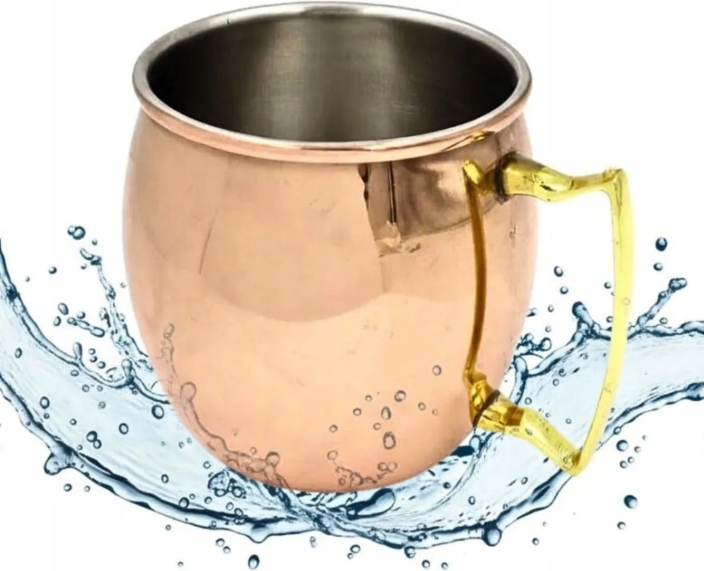 Réz Rozsdamentes Acél Bögre 500ml Tömör Prémium Ajándék Divatos