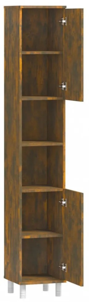füstös tölgy színű szerelt fa fürdőszobaszekrény 30x30x179 cm