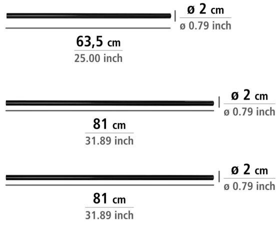 WENKO 23565100 - Fekete rúd 2x2 cm