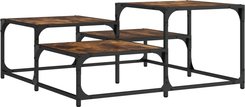 vidaXL füstös tölgy színű szerelt fa dohányzóasztal 87,5x87,5x40 cm