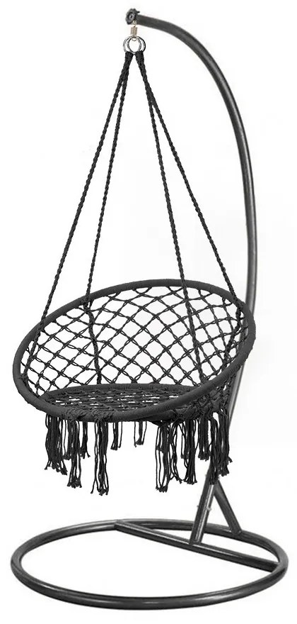 Cardenas függőfotel állvánnyal fekete-fekete