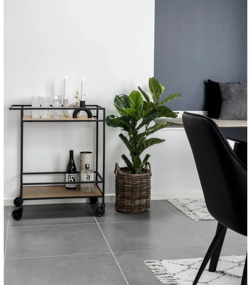 Vita zsúrkocsi fekete acél konstrukcióval és 2 tölgyfa dekoros lappal - House Nordic