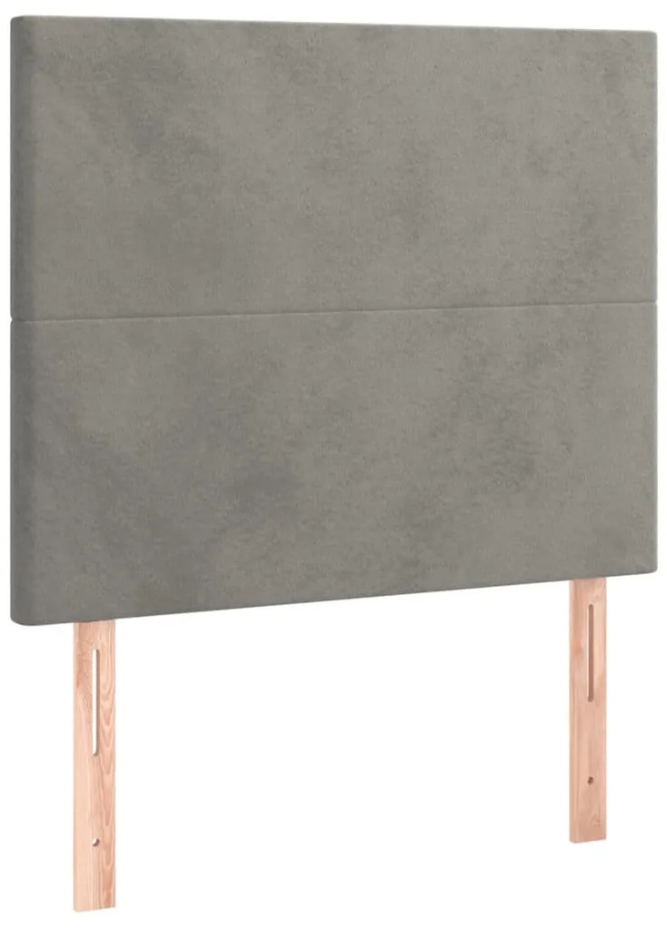 világosszürke bársony LED-es fejtámla 80x5x118/128 cm