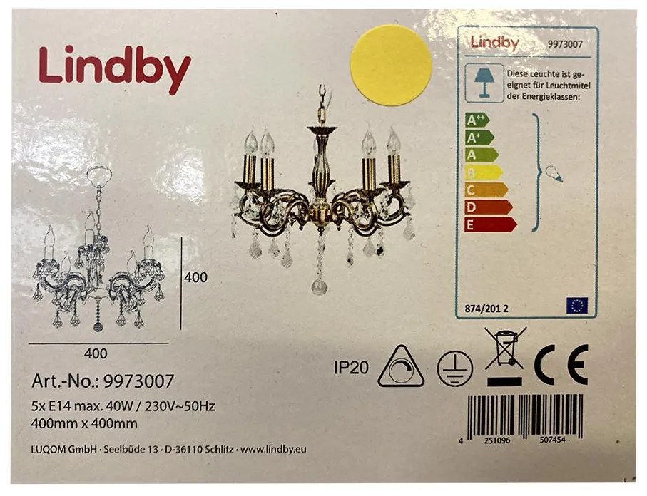 Lindby Lindby - Csillár láncon KORA 5xE14/40W/230V LW1421