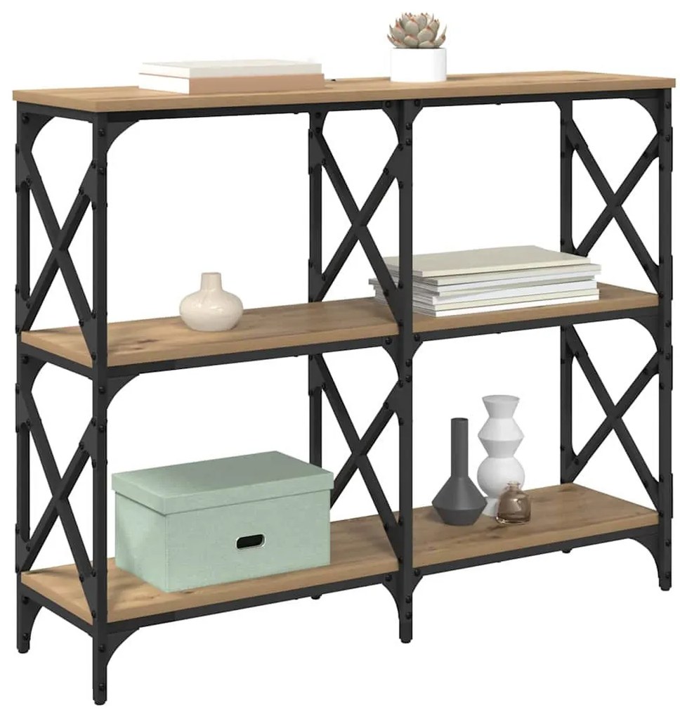 vidaXL Konzolasztal Artisan tölgy 100 x 28 x 80,5 cm Faanyag