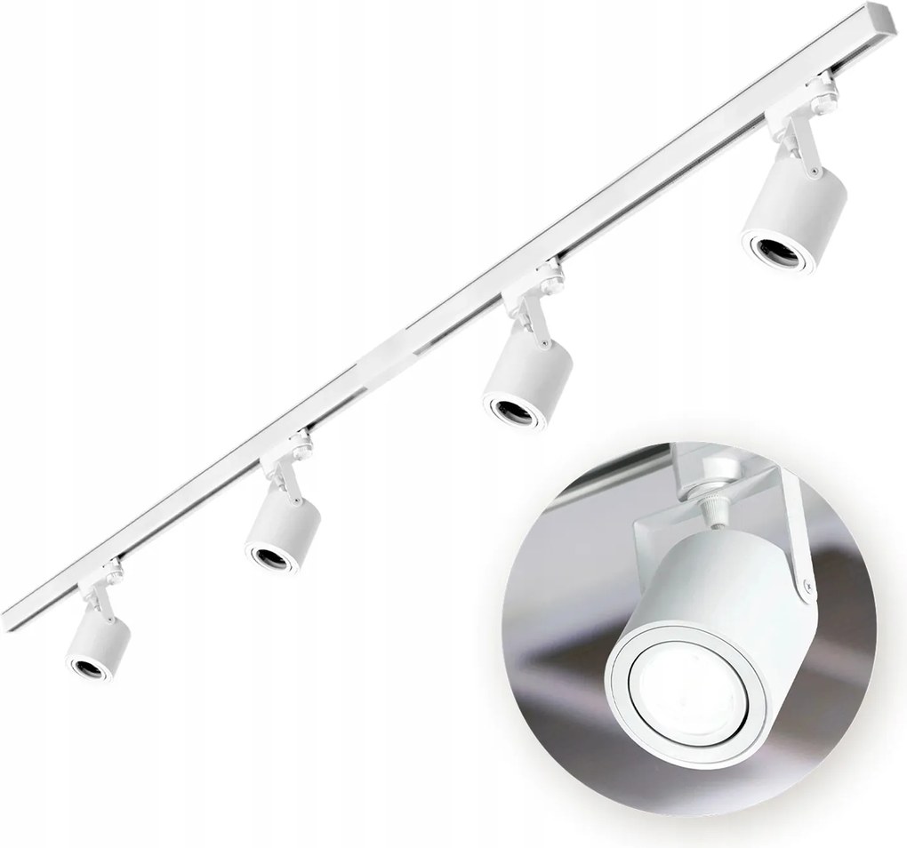 Sín szett Fehér 3 fázisú 4x Reflektor GU10 2x Sín 1m Csatlakozó I
