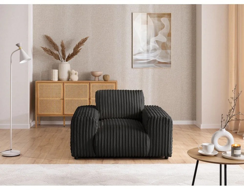 Sötétszürke kordbársony fotel Justin – Ropez