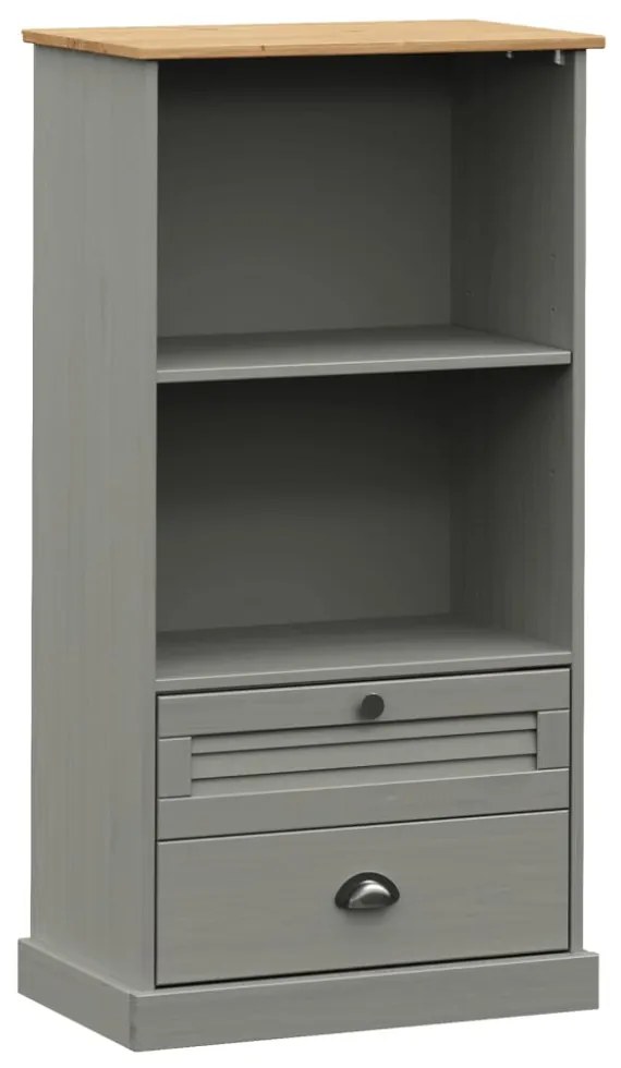 VIGO szürke tömör fenyőfa könyvespolc 60x35x114,5 cm