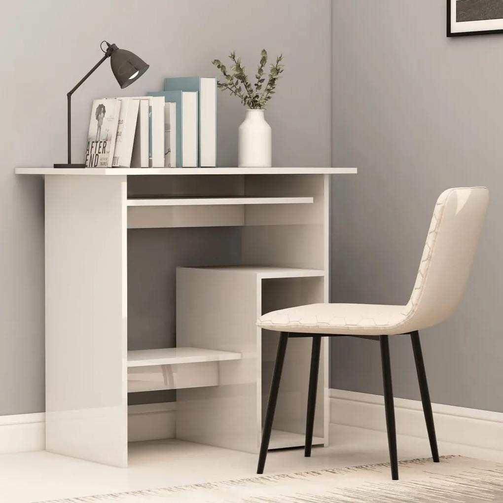 vidaXL magasfényű fehér forgácslap íróasztal 80 x 45 x 74 cm
