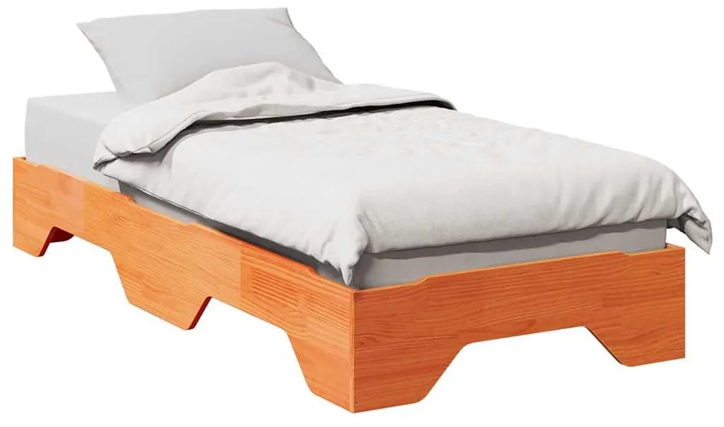 ágy matrac nélkül rakásolható viaszbarna 75x190 cm tömör fa