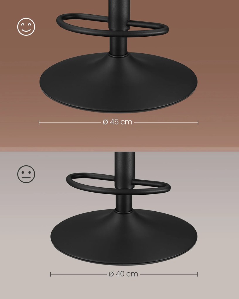 VASAGLE bárszék szett (2 db), magasságában állítható konyhai bárszékek, karamellbarna