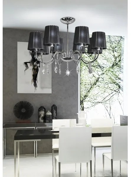 Csillár rúdon SORENTO 8xE14/40W/230V fekete